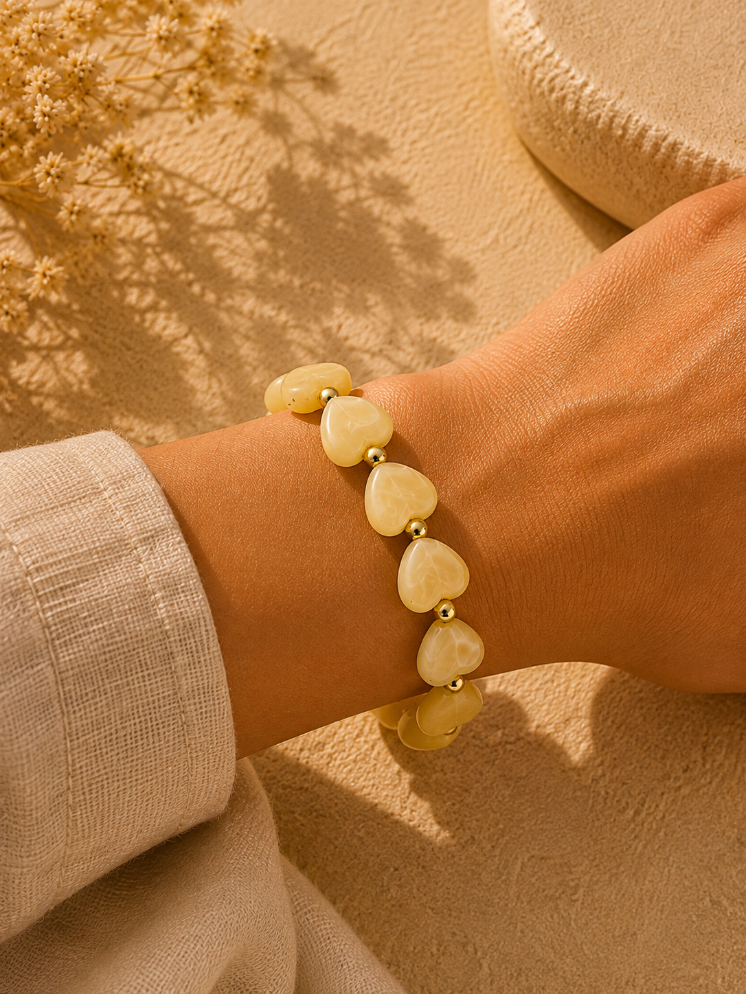 Hartjes armband geel Fencyjewels
