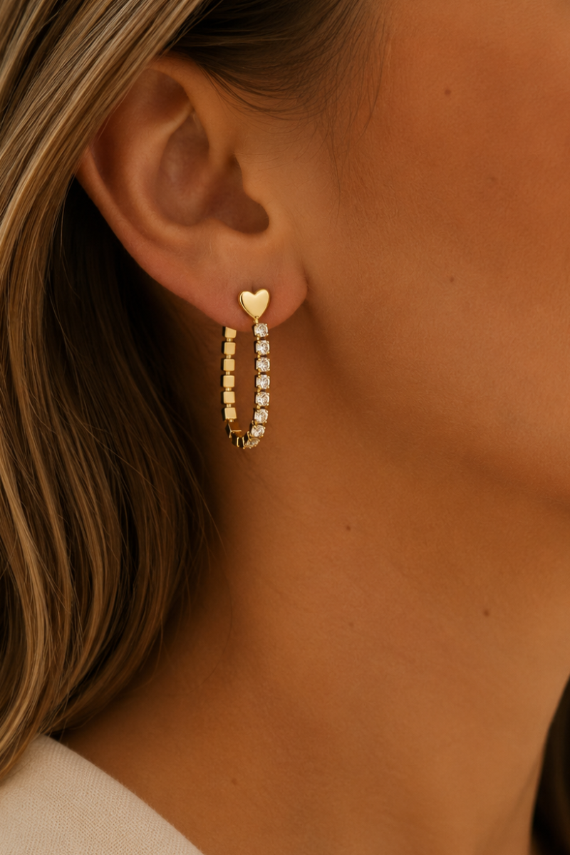 Diamond heart oorbellen Fencyjewels