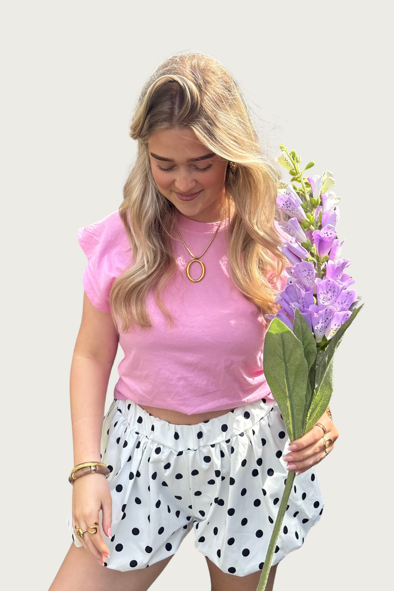 Basic tee top - Roze Fencyjewels