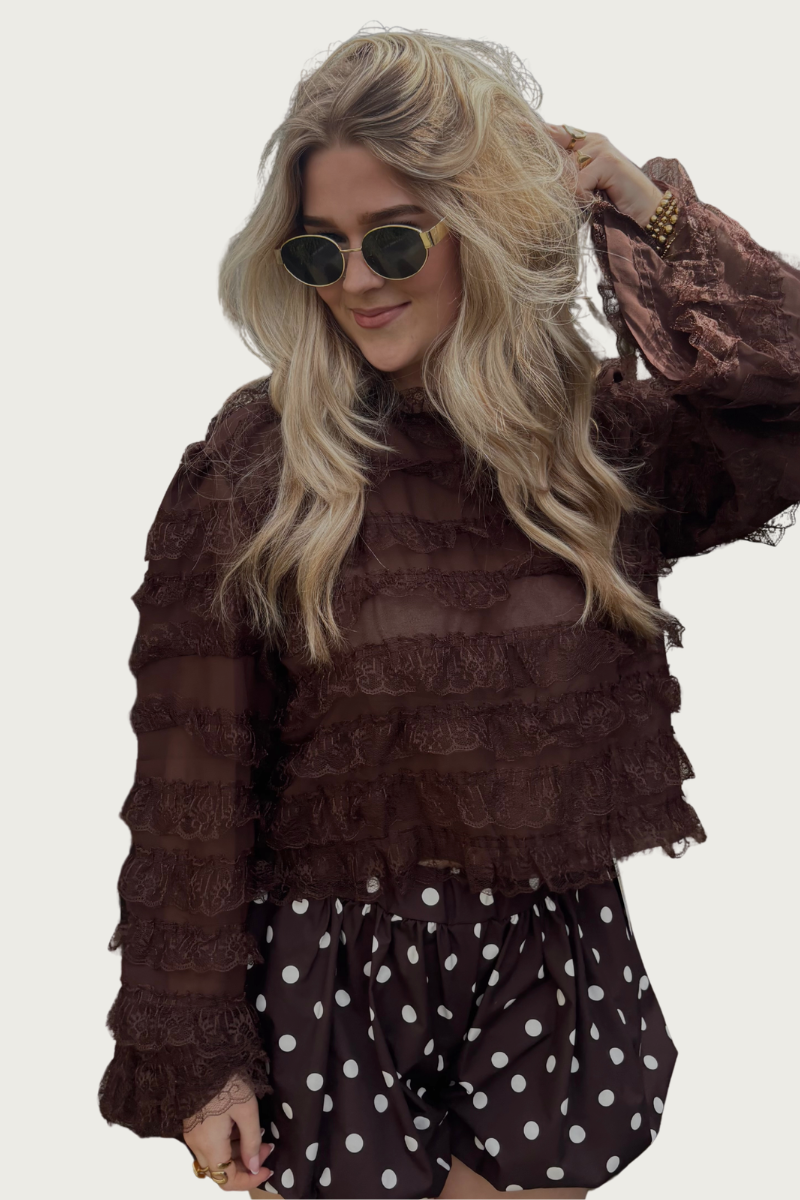 Ibiza ruffle top - Bruin Fencyjewels