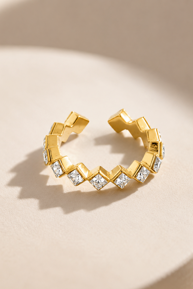 Golden sparkle ring Fencyjewels