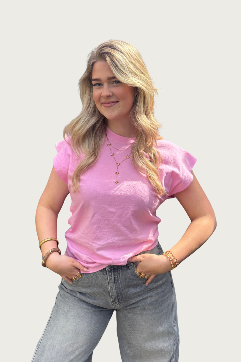 Basic tee top - Roze Fencyjewels