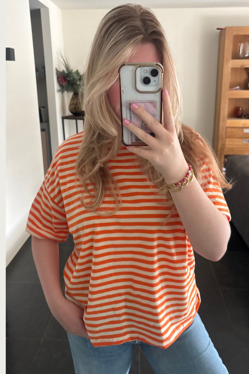 Shortsleeve oranje met wit Fencyjewels