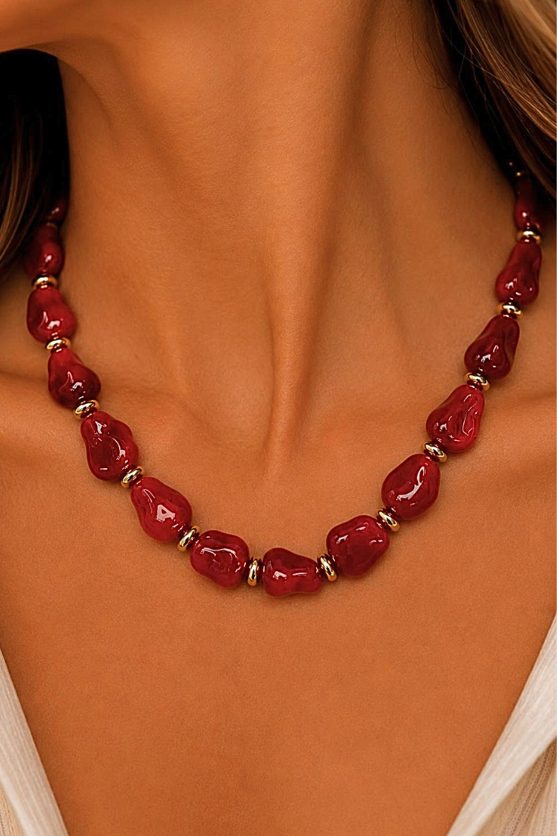 Rode kralen ketting Fencyjewels