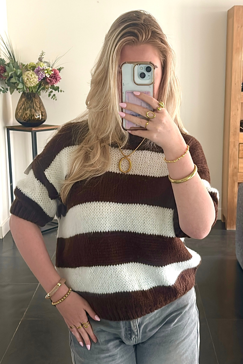 Mocha stripe knit Fencyjewels