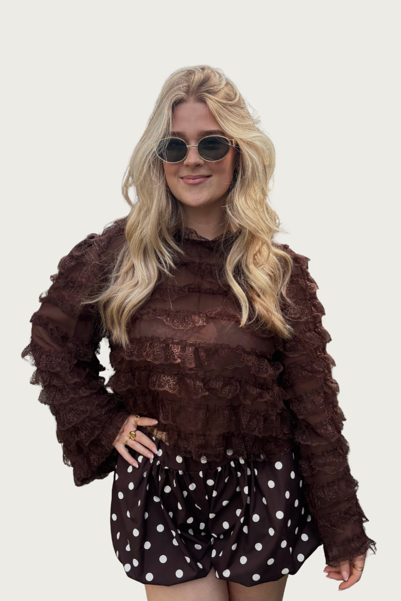 Ibiza ruffle top - Bruin Fencyjewels