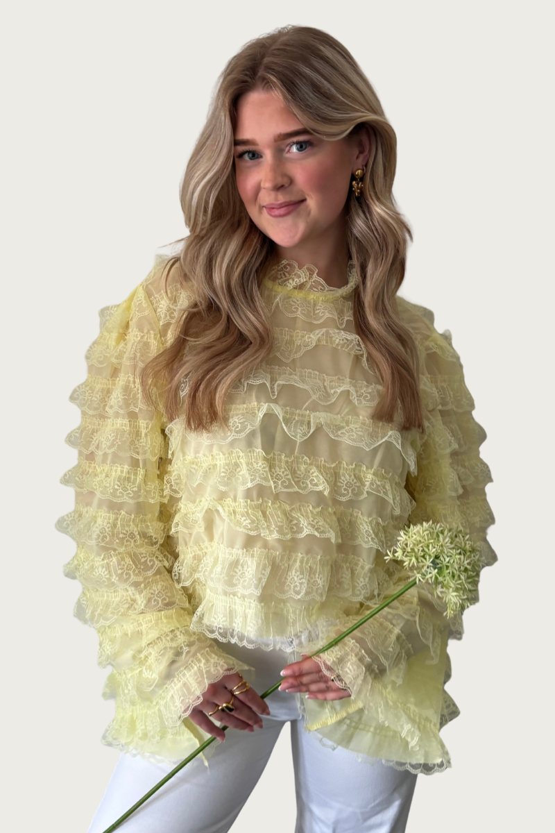 Ibiza ruffle top - Geel Fencyjewels