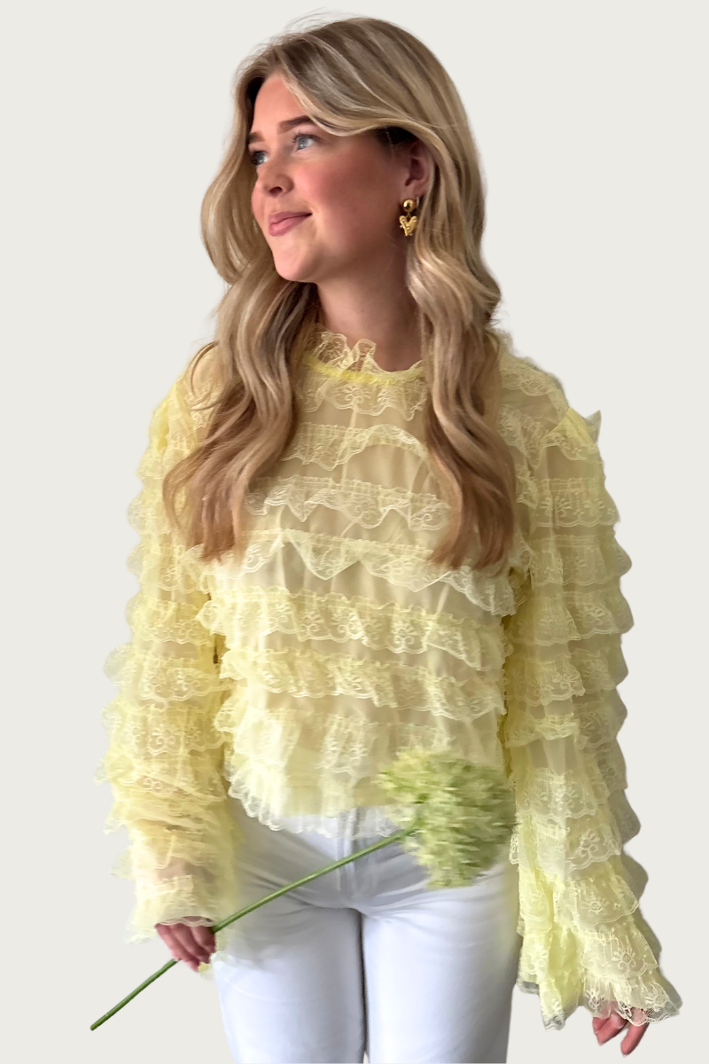 Ibiza ruffle top - Geel Fencyjewels