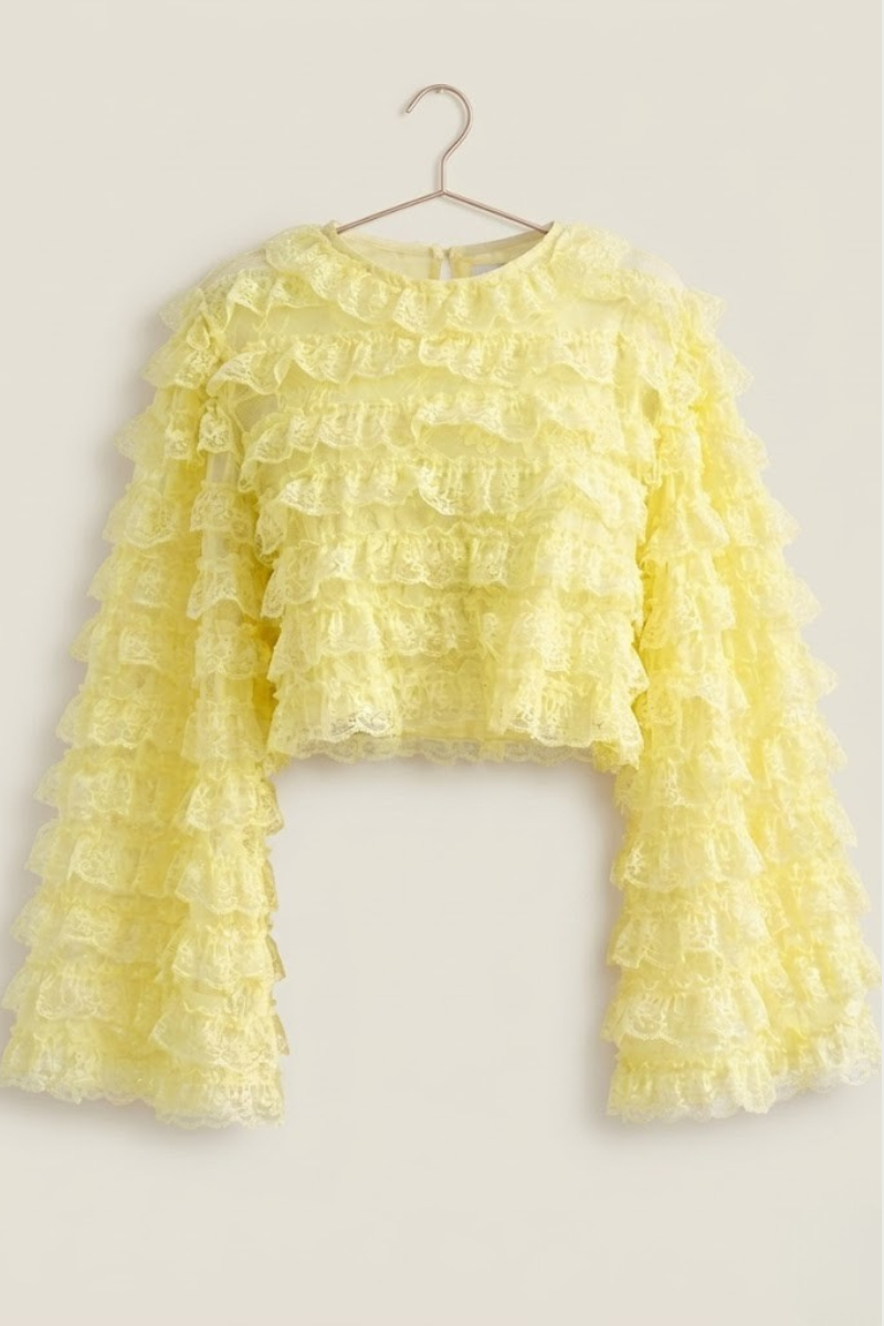 Ibiza ruffle top - Geel Fencyjewels