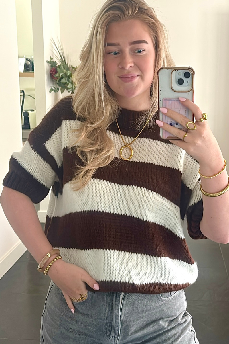 Mocha stripe knit Fencyjewels