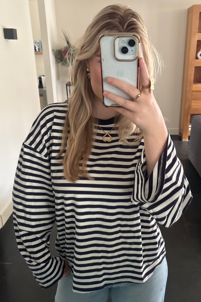 Longsleeve blauw met wit Fencyjewels