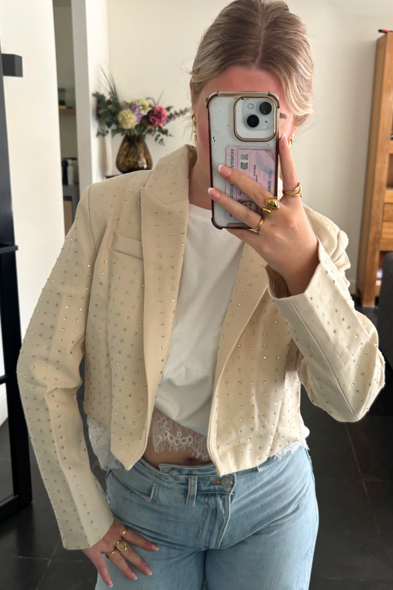 Beige stud blazer Fencyjewels