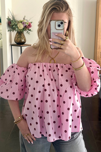 Polka dot blouse roze met rood Fencyjewels