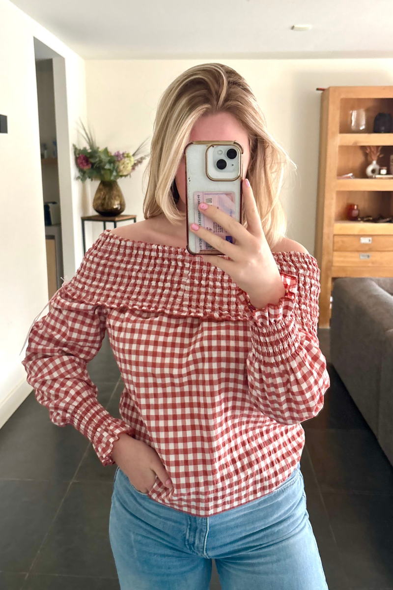 Off-shoulder top rood Fencyjewels