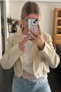 Beige stud blazer Fencyjewels