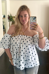 Polka dot blouse wit met zwart Fencyjewels