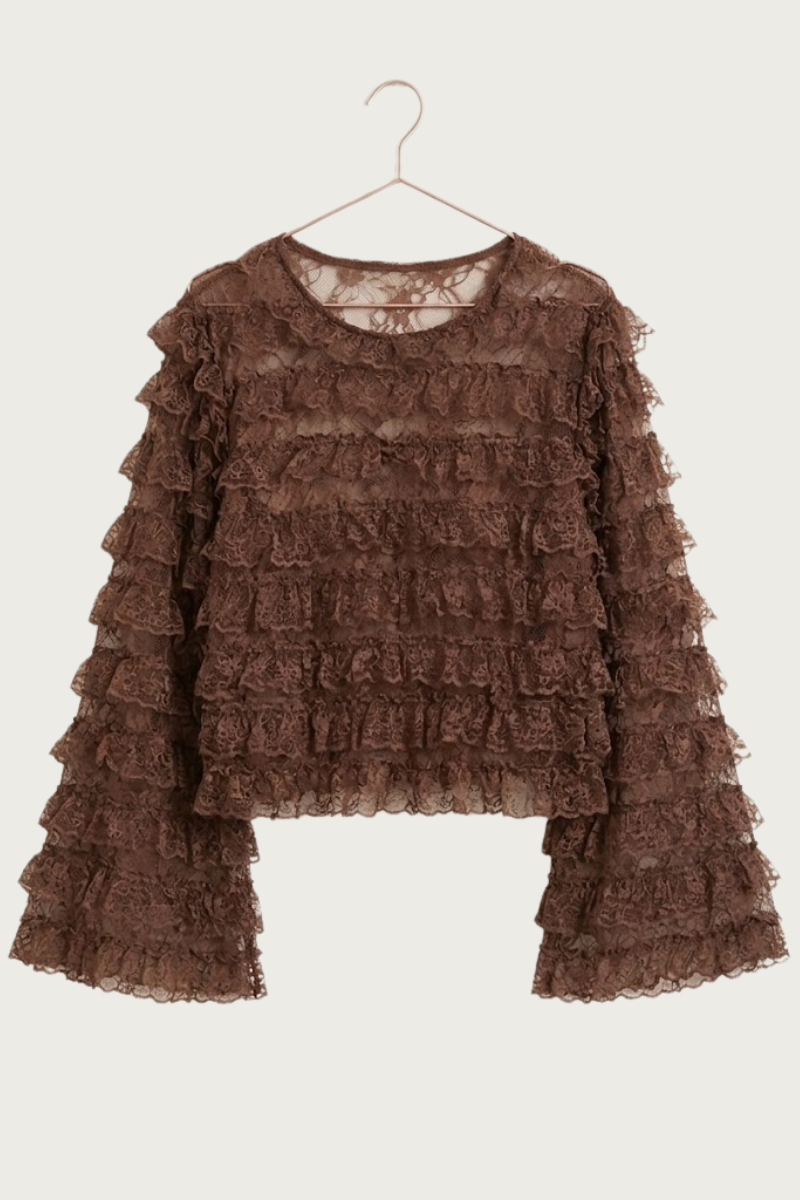 Ibiza ruffle top - Bruin Fencyjewels