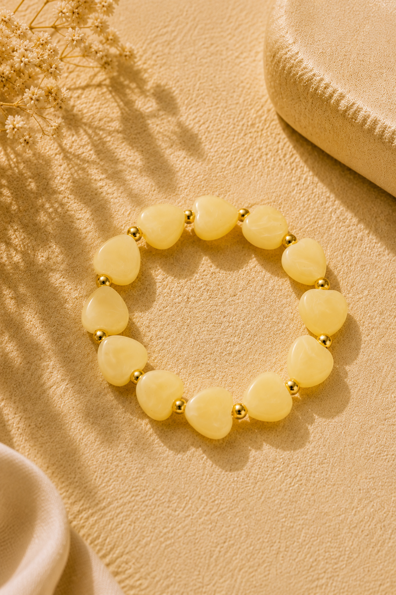 Hartjes armband geel Fencyjewels