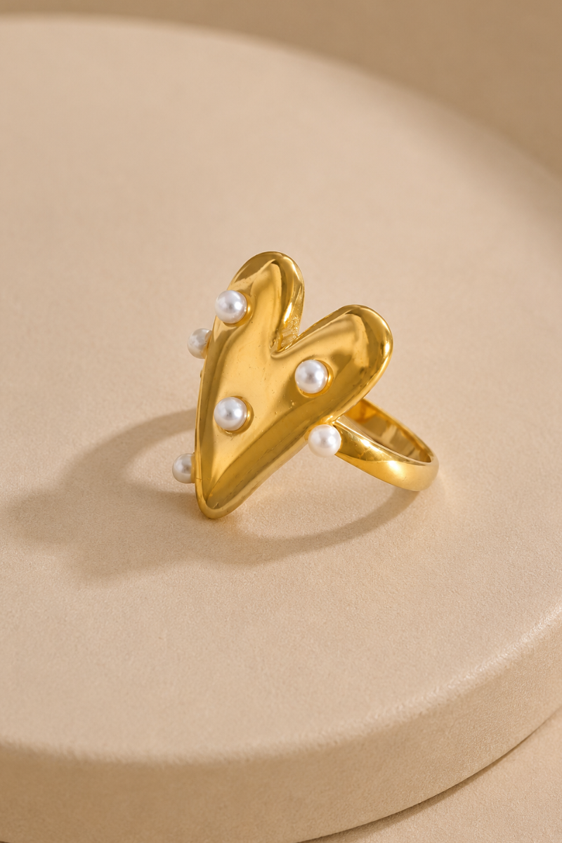 Heart pearl ring Fencyjewels