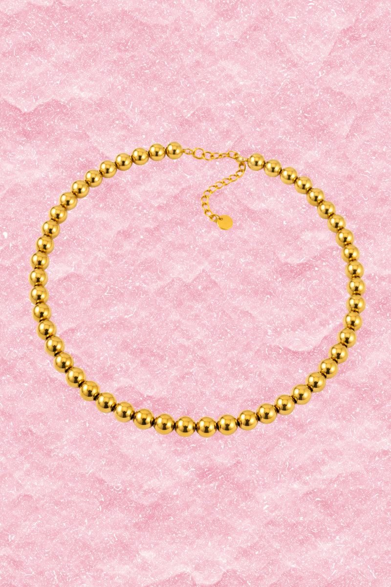 Gouden Balls ketting 8mm van Fencyjewels met ronde bolletjes van waterproof stainless steel.