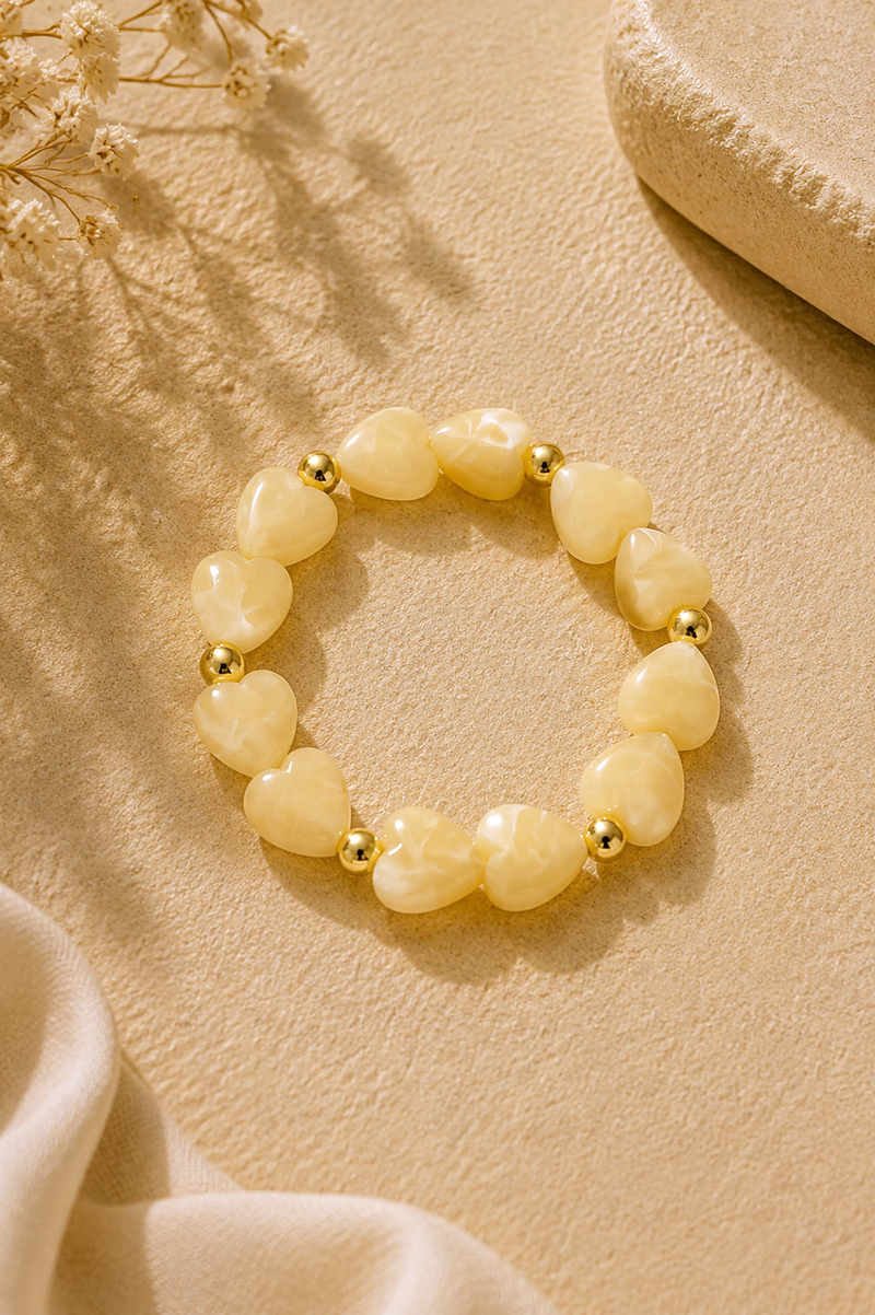 Hartjes armband geel Fencyjewels