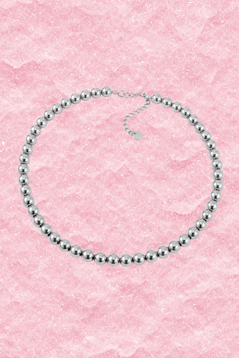 Zilveren Balls ketting 8mm van Fencyjewels met ronde bolletjes van waterproof stainless steel.