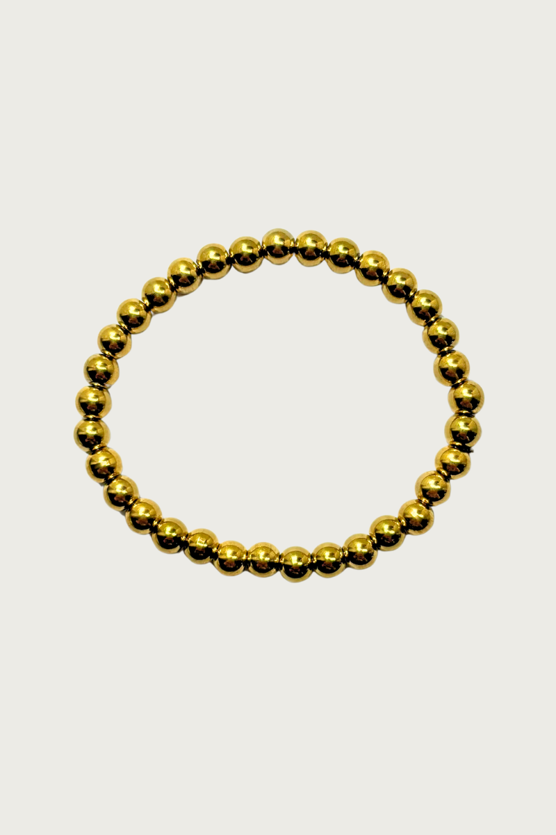 Balls armband 6 mm goud met ronde balletjes van stainless steel van Fencyjewels, verkleurt niet en is waterproof.