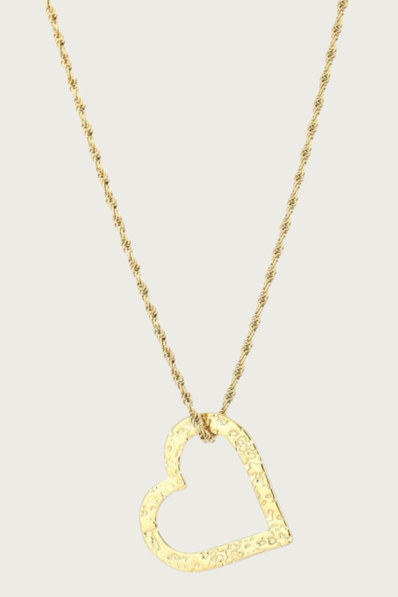 Big heart ketting goud met groot open hart van stainless steel van Fencyjewels, verkleurt niet en is waterproof.