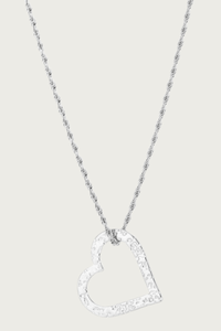 Big heart ketting zilver met groot open hart van stainless steel van Fencyjewels, verkleurt niet en is waterproof.