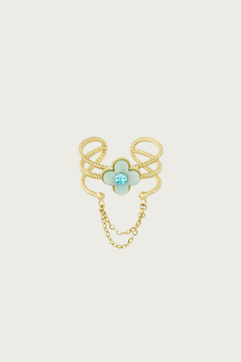 Gouden schakelring van stainless steel van Fencyjewels, een trendy en stevige ring voor elke dag.