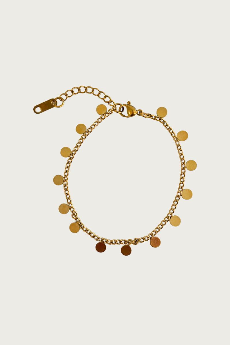 Minimalistische gouden armband met ronde bedeltjes van Fencyjewels – elegante, verfijnde armband van roestvrij staal met subtiele glans.