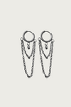 Zilverkleurige chain oorbellen van Fencyjewels – moderne roestvrijstalen oorringen met dubbele kettingdetails, stoere en elegante statement look.