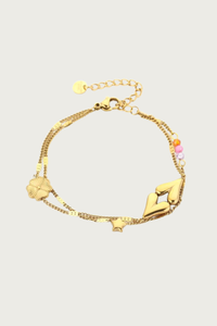 Happy heart armband goud van stainless steel van Fencyjewels, een fijne armband die waterproof is.