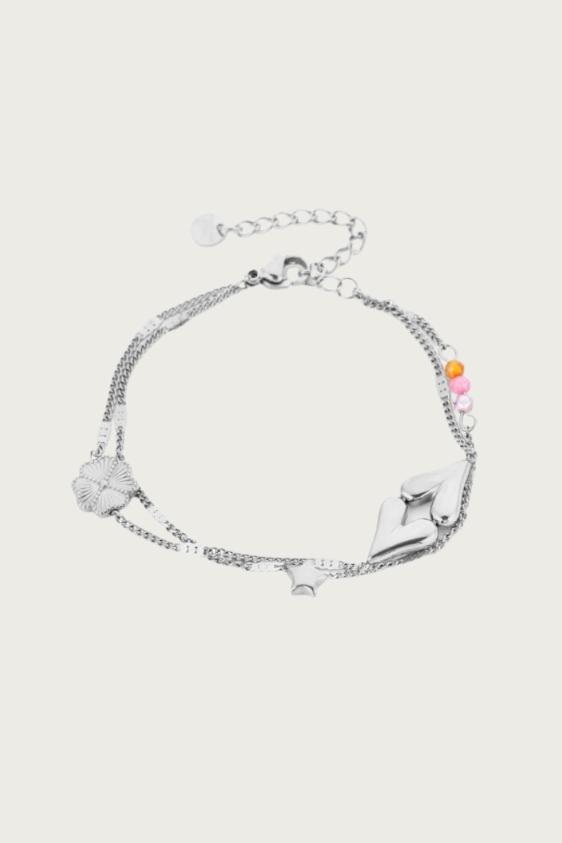 Happy heart armband zilver van stainless steel van Fencyjewels, een fijne armband die waterproof is.