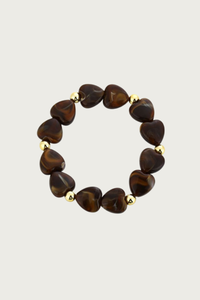 Hartjes armband donkerbruin met kleine hartjes van Fencyjewels, een trendy sieraad met rvs accenten.