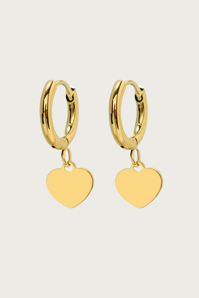 Gouden hartjes oorbellen van Fencyjewels, minimalistische rvs oorringen.
