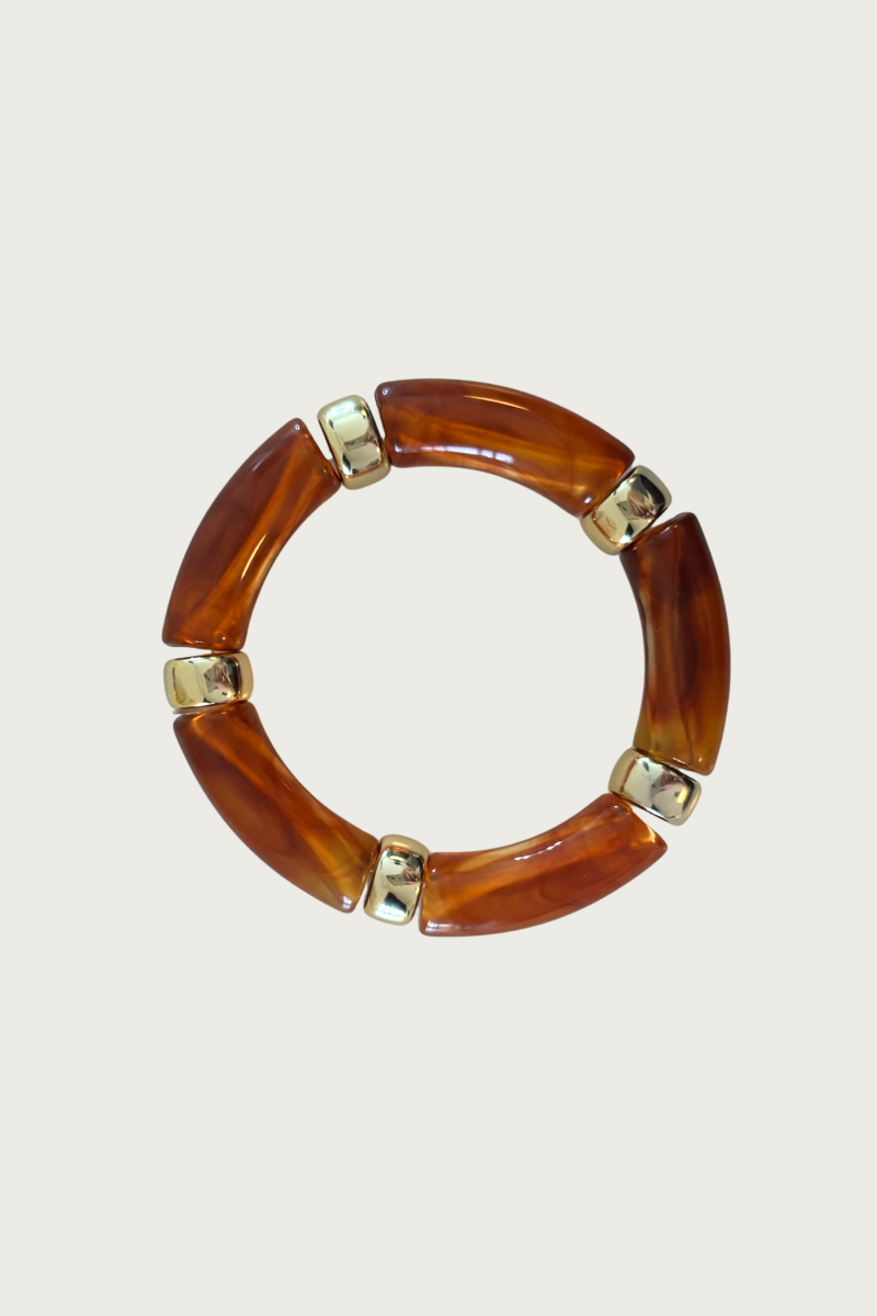 Brede statement bangle in koffiebruin van Fencyjewels, stijlvolle brede armband.