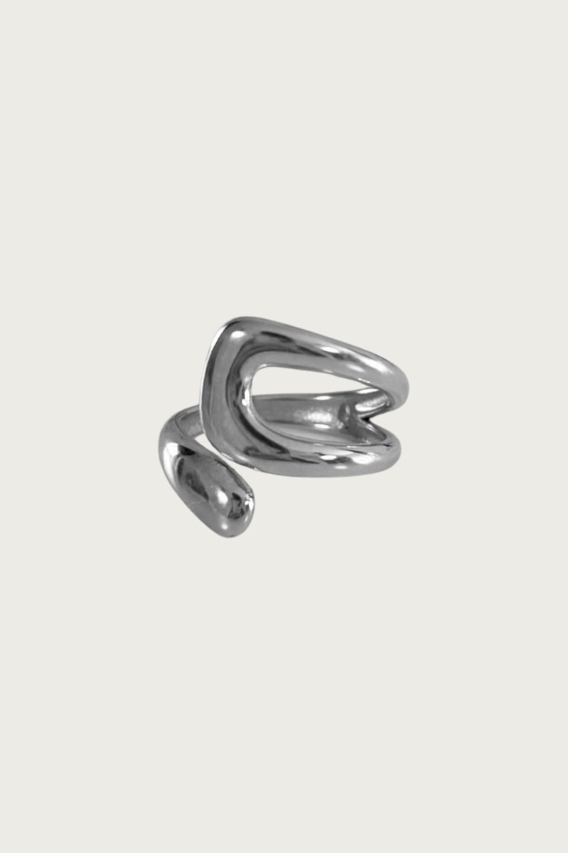 Zilveren brede statement ring van stainless steel van Fencyjewels, waterproof.