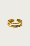 Goudkleurige dubbele ring van Fencyjewels – verstelbare roestvrijstalen ring met twee lagen, glanzende afwerking en minimalistisch elegant design.