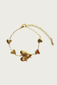 Heart pearl armband goud met hartjes en parelaccent van stainless steel van Fencyjewels, verkleurt niet en is waterproof.
