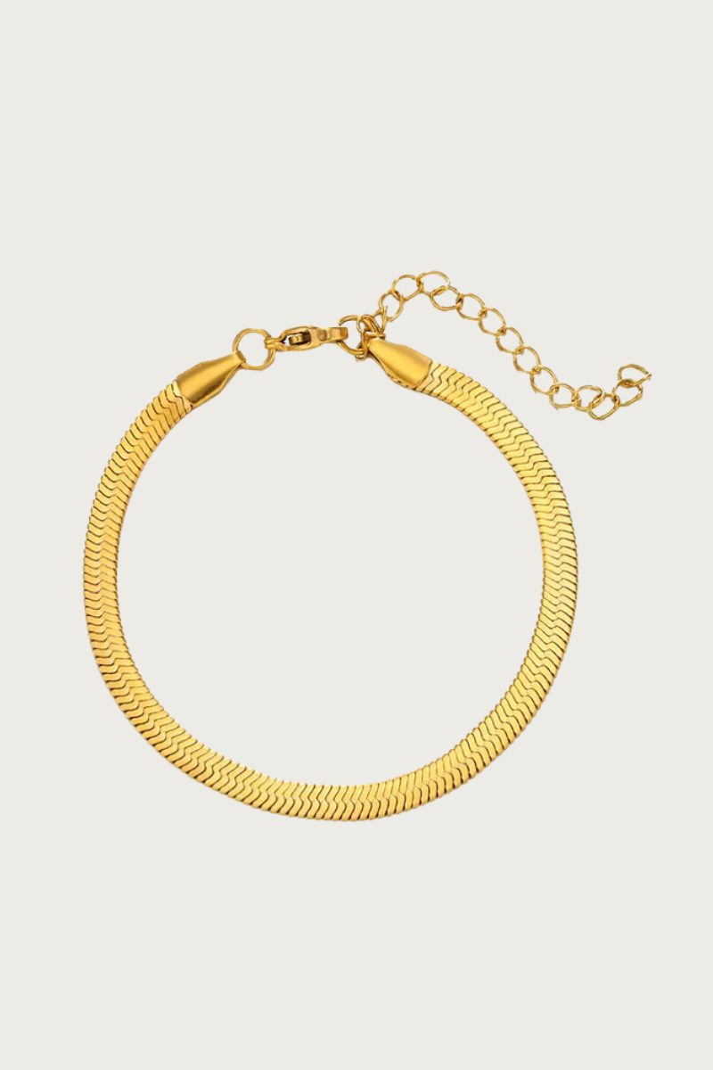 Snake armband 4 mm goud van stainless steel van Fencyjewels met strak design, verkleurt niet en is waterproof.