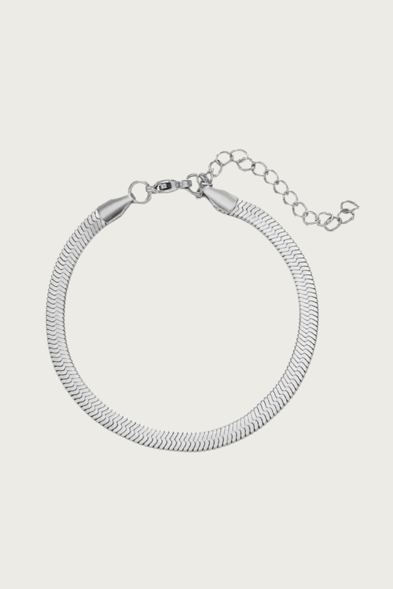 Snake armband 4 mm zilver van stainless steel van Fencyjewels met strak design, verkleurt niet en is waterproof.