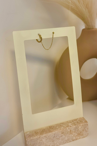 Spark chain hoop oorbel goud van stainless steel van Fencyjewels, 2-delige oorbel voor twee gaatjes, wordt per stuk verkocht.