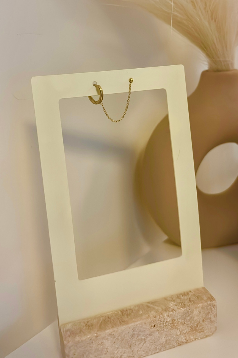 Spark chain hoop oorbel goud van stainless steel van Fencyjewels, 2-delige oorbel voor twee gaatjes, wordt per stuk verkocht.