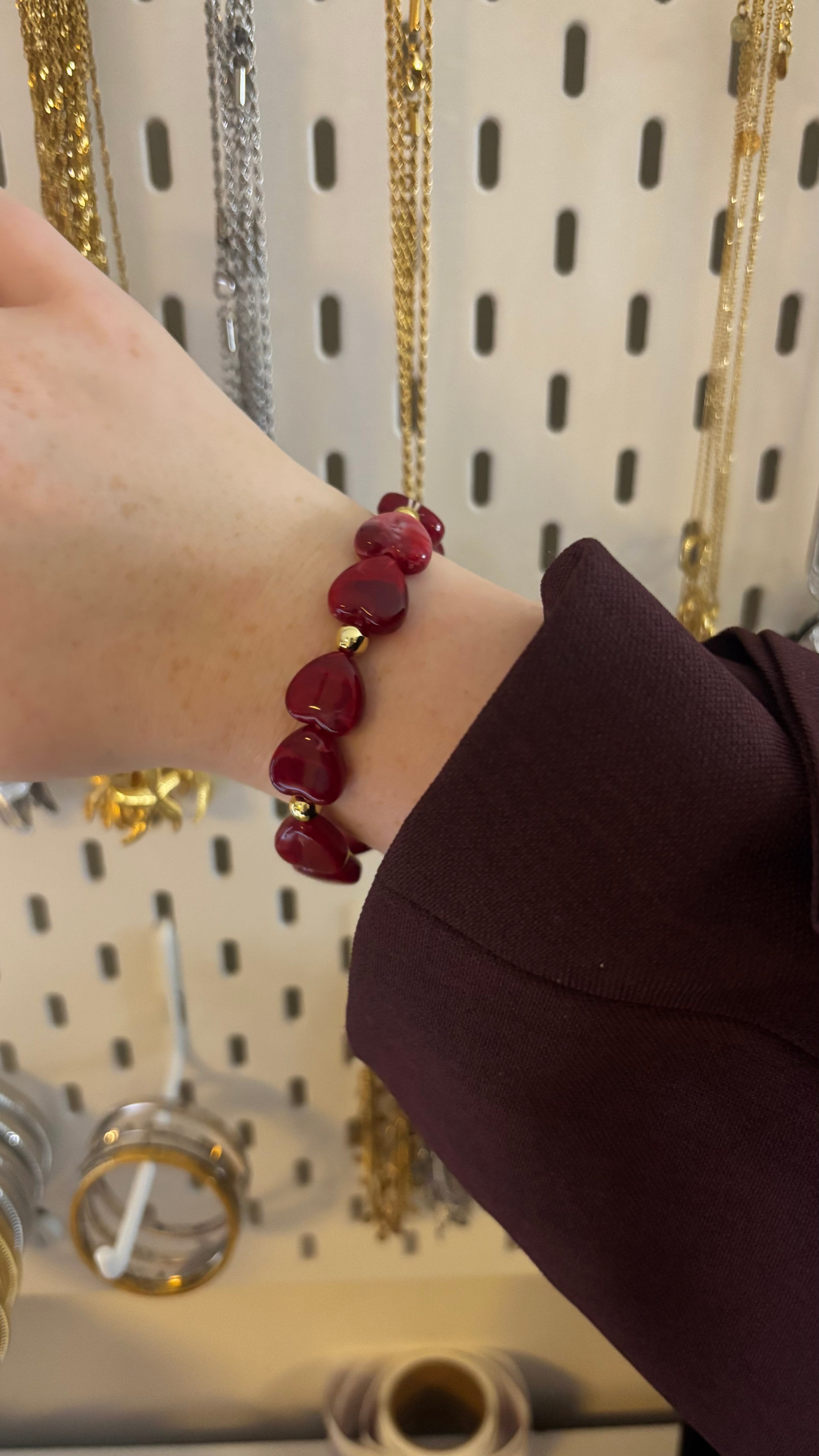 Hartjes armband rood Fencyjewels